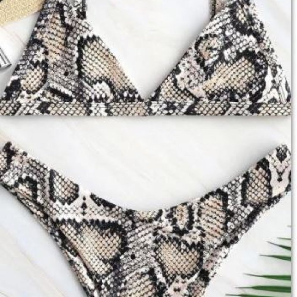 Snakeskin Print Bikini Set